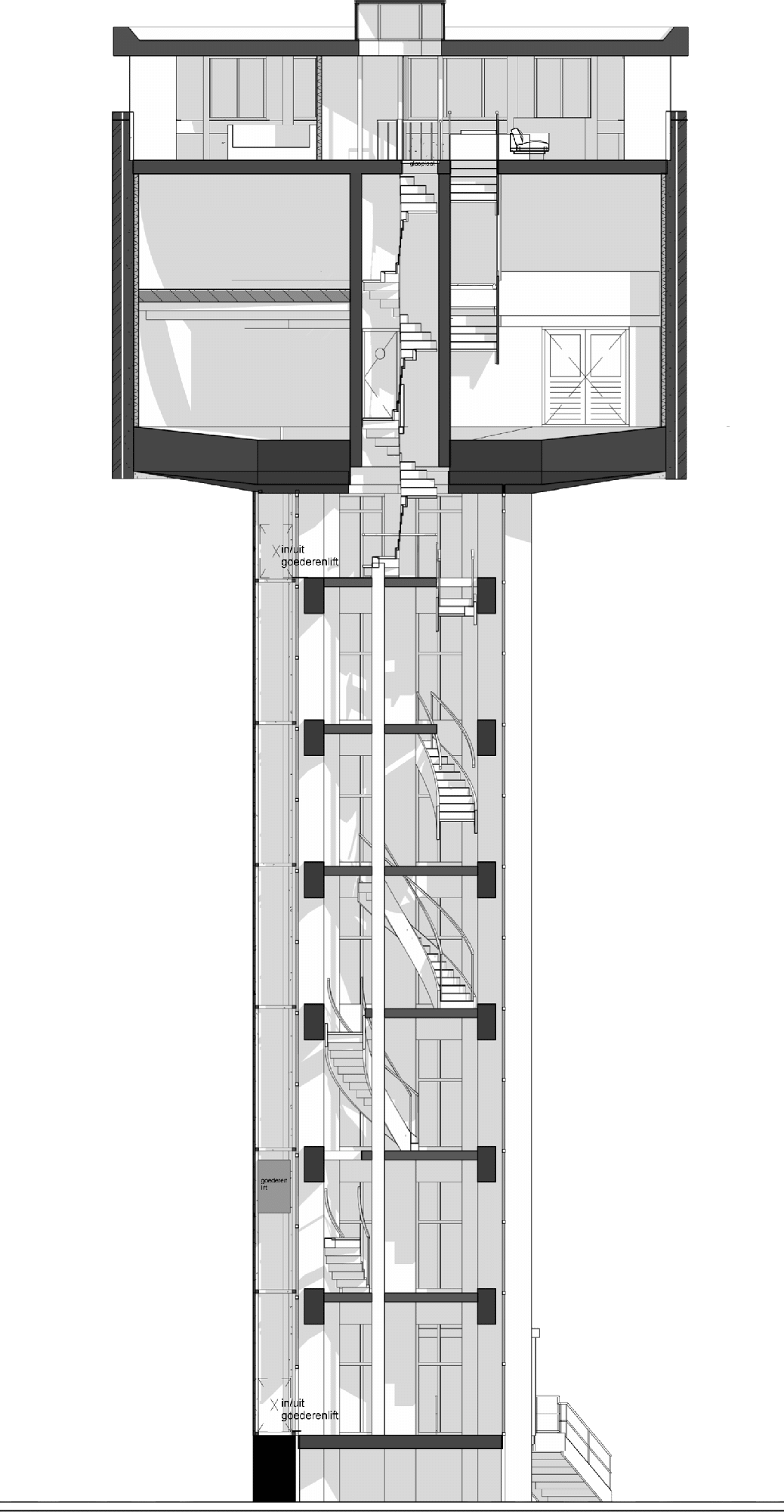 Watertoren doorsnede